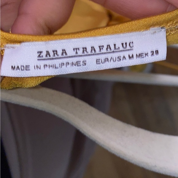 ZARA Gold / Yellow / Mustard Slip Dress with Drawstring Waist - Picture 7 of 10